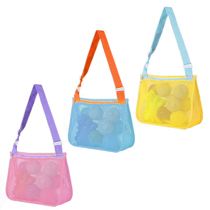 Set 3 Geanta Marina pentru plaja, AllizBan, model unisex, Poliester, spatioasa, 25 x 20 x 8 cm, Multicolor