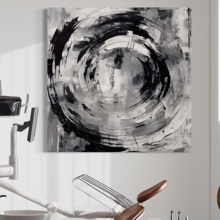Картина върху платно Premium, LuxCanva® C1217, Абстрактна кръгла боя, 75 X 75 CM, 100% памучно платно 400гр/м2, Дървена рамка, Цветове, Декоративна, Дневна, Живи цветове