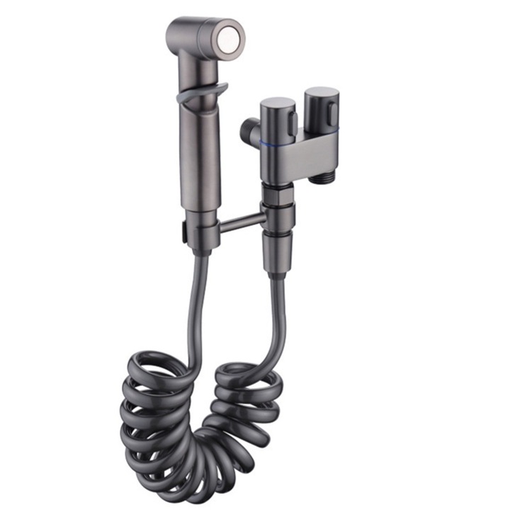 Set de dus igienic pentru igiena privata, alama, 2 m, gri