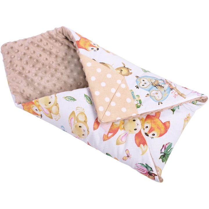 Sac de dormit pentru papusi, lenjerie de pat, bumbac BOBO, Roz, 43 cm