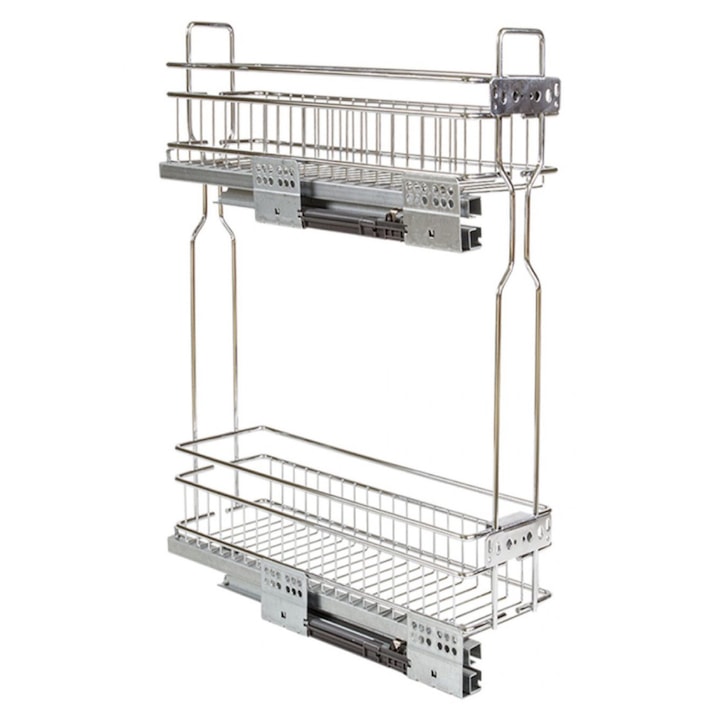 Cos Jolly reglaj 3D, 10X45 culisare laterala, cu glisiera sincron extractie totala si amortizare pentru corp de 150 mm crom