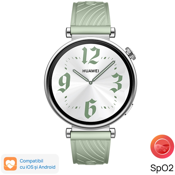 Смарт часовник Huawei Watch GT 4, 41 мм, Stainless Steel Case, Зелена каишка