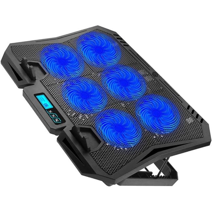 Wacorresi laptopállvány hűtőventilátorral, állítható, fekete, 15,6 hüvelykes laptopokhoz
