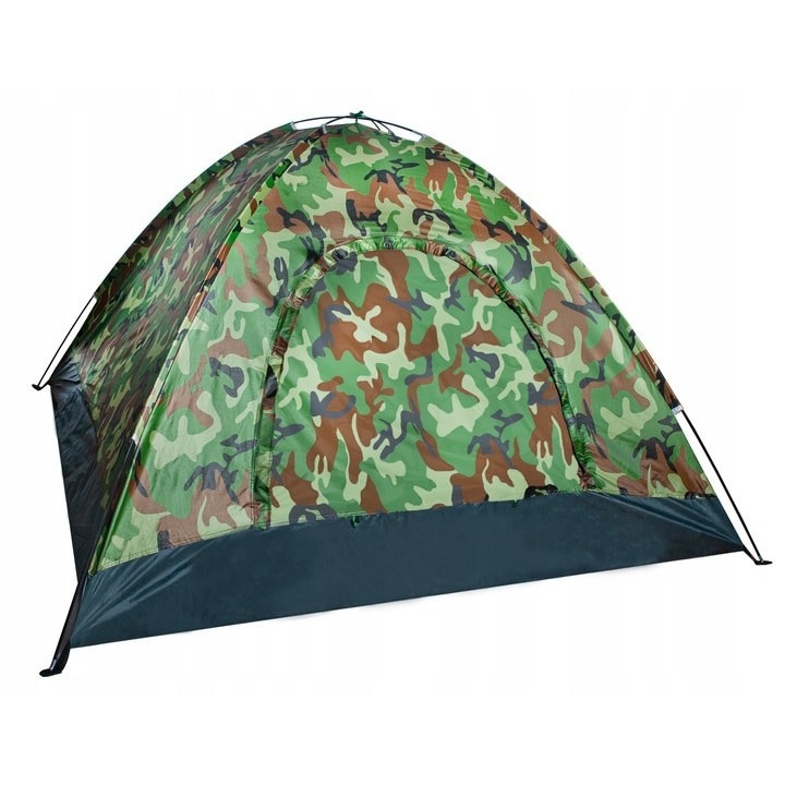 Cort camping pentru 4 persoane, 190 x 190 x 125 cm, impermeabil, model camuflaj, husa inclusa, Dactylion®