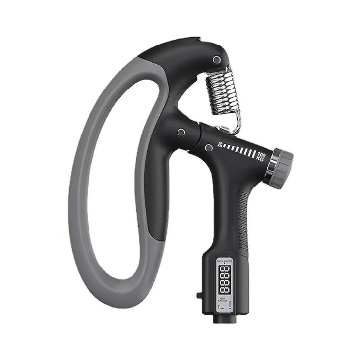 Flexor reglabil cu numarator electronic, intensitate 10-100 kg, negru, 8x16 cm