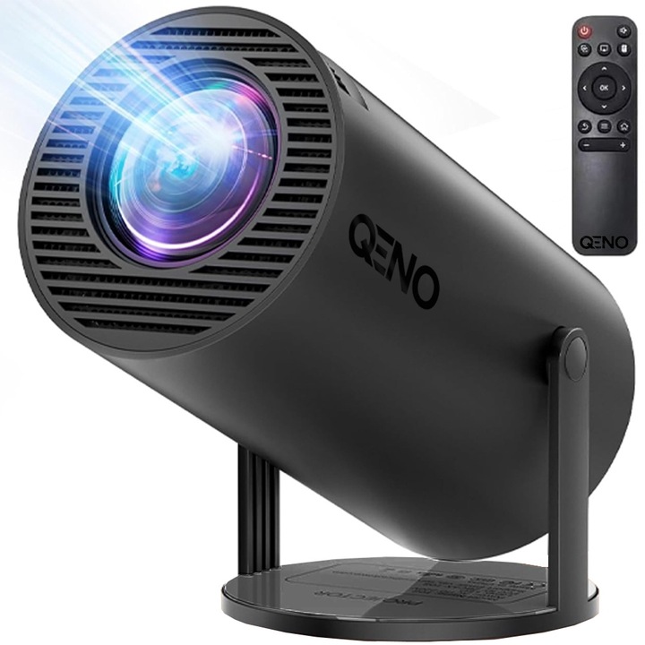 QENO GoCinema hordozható intelligens videoprojektor, 4K támogatás, FULL HD, 5000 lumen, 120 ANSI, Android 11, Wi-Fi 2.4G/5G, Bluetooth, HDMI csatlakozás, USB és Android/IOS tükrözés, fekete