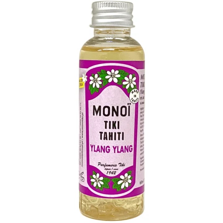 Ulei natural Monoi TIKI Tahiti Ylang Ylang, un amestec de ulei de nuca de cocos pur si aroma de Ylang Ylang, catifeleaza, hidrateaza, 60 ml