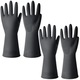 Set de 4 manusi din cauciuc rezistent, Axroad Mall, Marimea L, Cu prindere antiderapanta, Protectie anti-chimica, Industriale, Rezistent la abraziune si perforare, Grosime 0.71 mm, lungime 33.5 cm, Negru