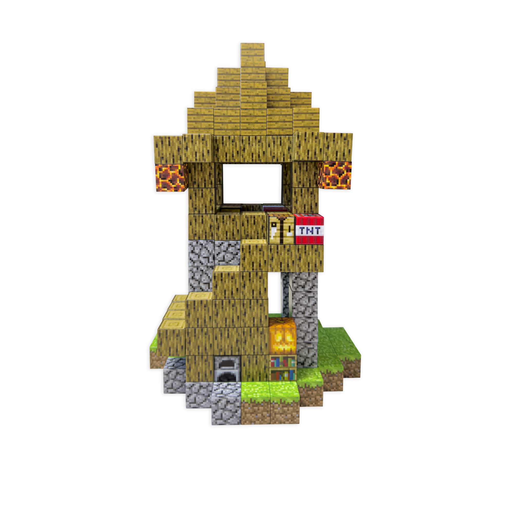 Minecraft, Магнитни блокове (224 блока) - Кула + 7 фигурки - eMAG.bg