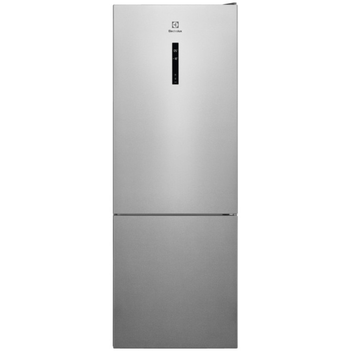 Хладилник с фризер Electrolux LNT6ME46X3, 481 л, MultiFlow, LCD дисплей, Реверсивни врати, Индикатор за висока температура, LED осветление, Клас Е, H 192 см, Неръждаема стомана против пръстови отпечатъци