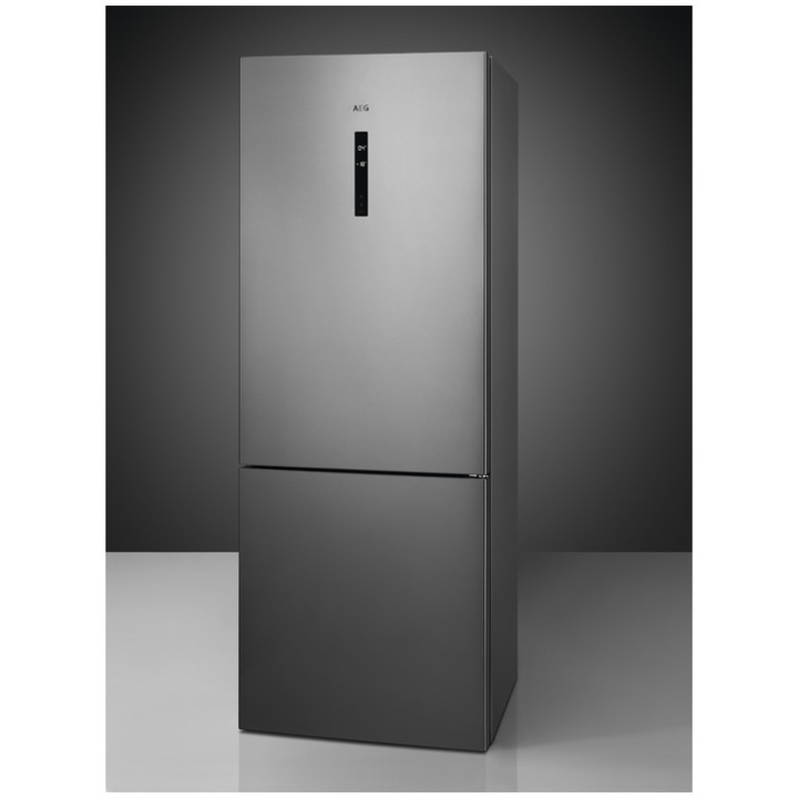 Combina frigorifica AEG ORC6M481EX, 481 l, MultiFlow, CustomFlex, Afisaj LCD, Usi reversibile,Indicator temperatura ridicata, Iluminare LED, Clasa E, H 192 cm, Inox antiamprenta