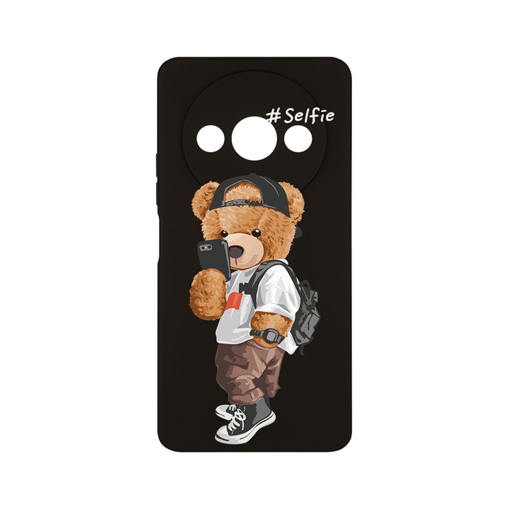 Husa BestCase® Slim SIlicon 0.8MM, Compatibila Cu Xiaomi Redmi A3, Selfie Teddy Bear, Protectie Camera, Rezistenta la uzura, c-B 925