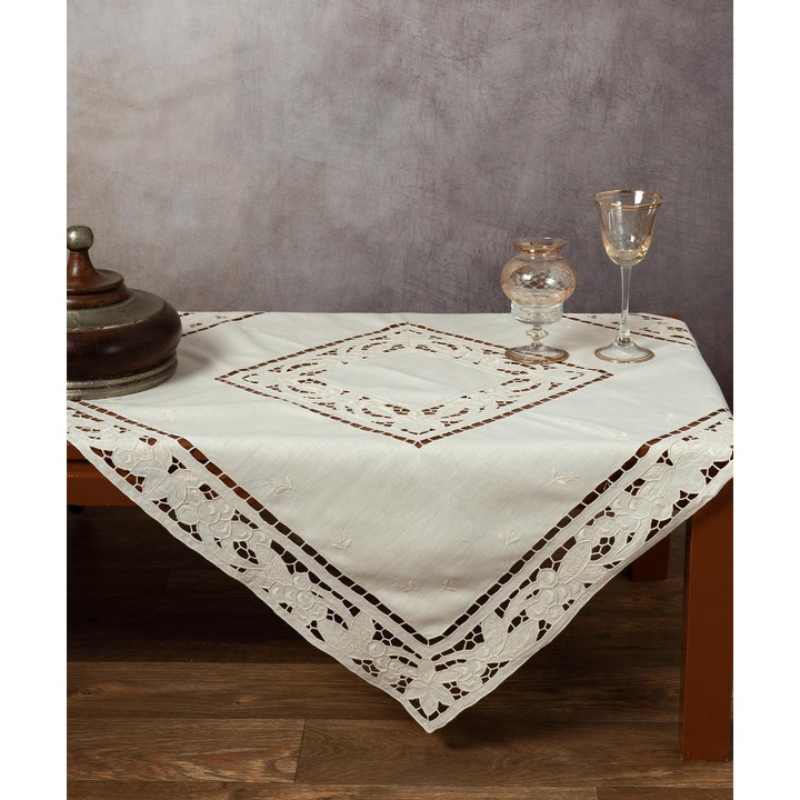 Fata de masa Silk Fashion, 90x90cm, ecru