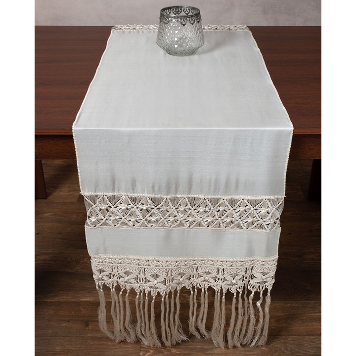 Fata de masa, Silk Fashion, Matase, 50 x 180 cm, Alb