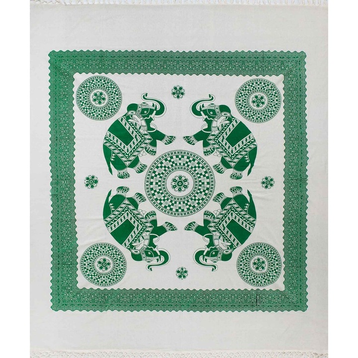 Prosoape Silk Fashion, Pestemal dublu, bambus cu broderie, verde, 220x240cm