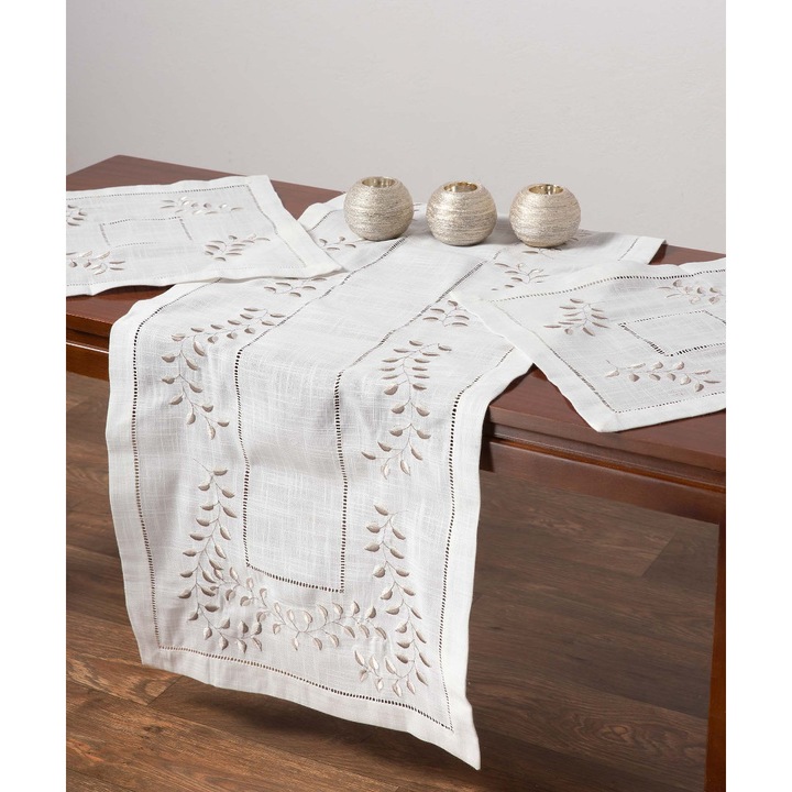 Fata de masa Silk Fashion, alb, 60x60cm