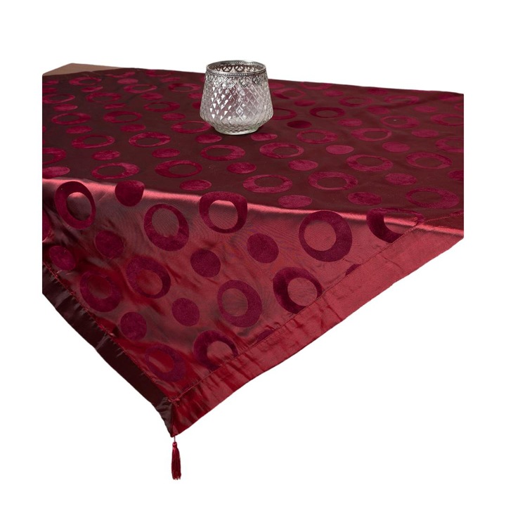 Fata de masa, Silk Fashion, Satin, 130cm x 130cm, Visiniu