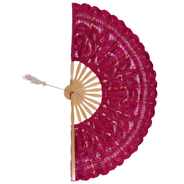 Evantai, Silk Fashion, Dantela, 27 cm, Roz