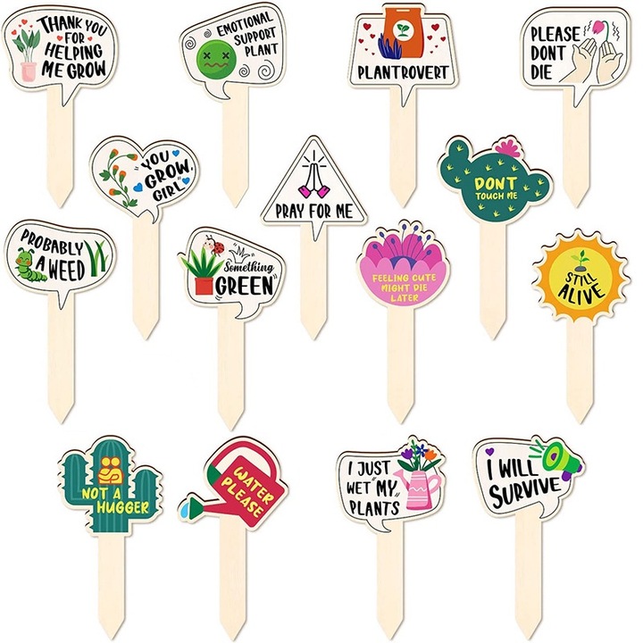 15 db-os készlet növényekhez, érdekes és kreatív, 11x6,4 cm, Nybgyy, többszínű