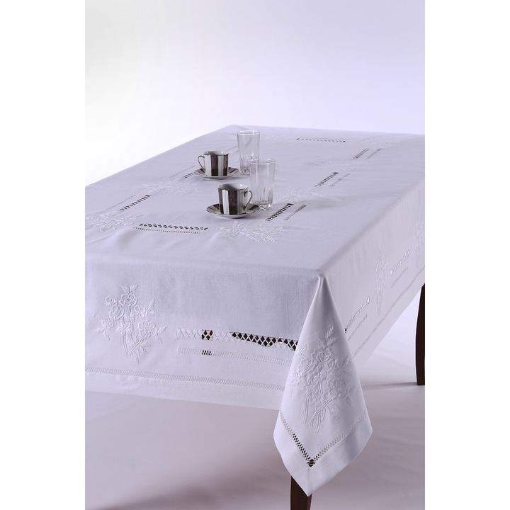 Fata de masa, Silk Fashion, alb, 170x270 cm