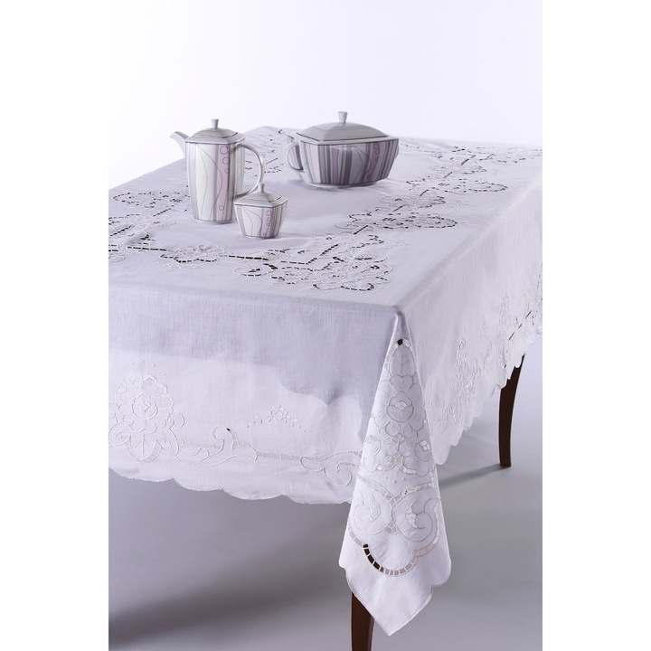 Fata de masa, Silk Fashion, alb, 170x270 cm