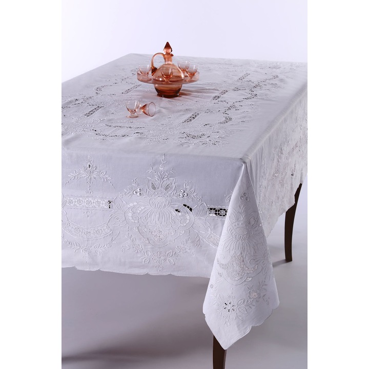 Fata de masa, Silk Fashion, alb, 170x270 cm