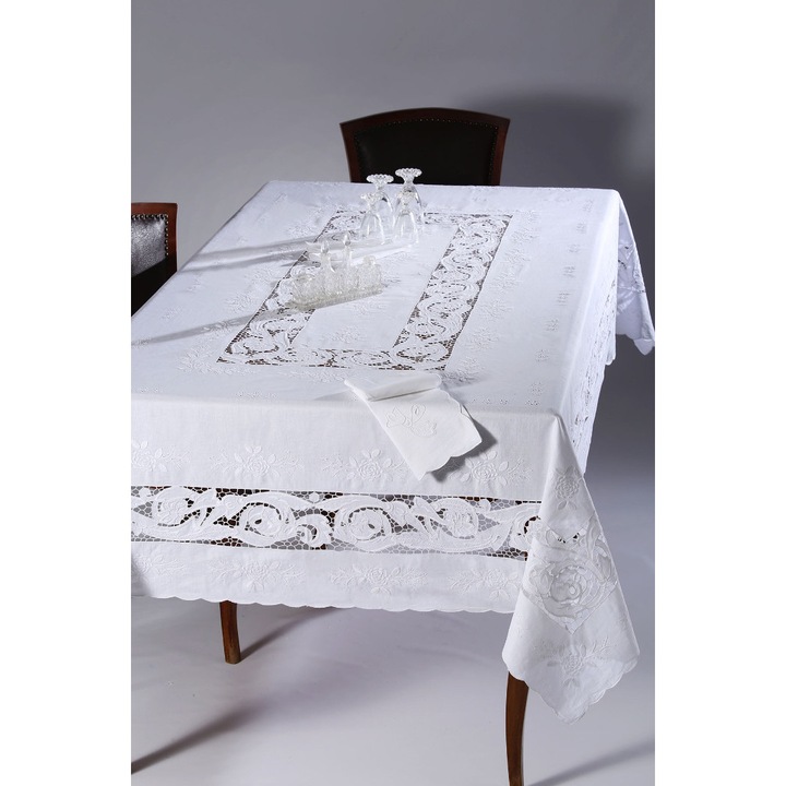 Fata de masa, Silk Fashion, alb, 170x270 cm