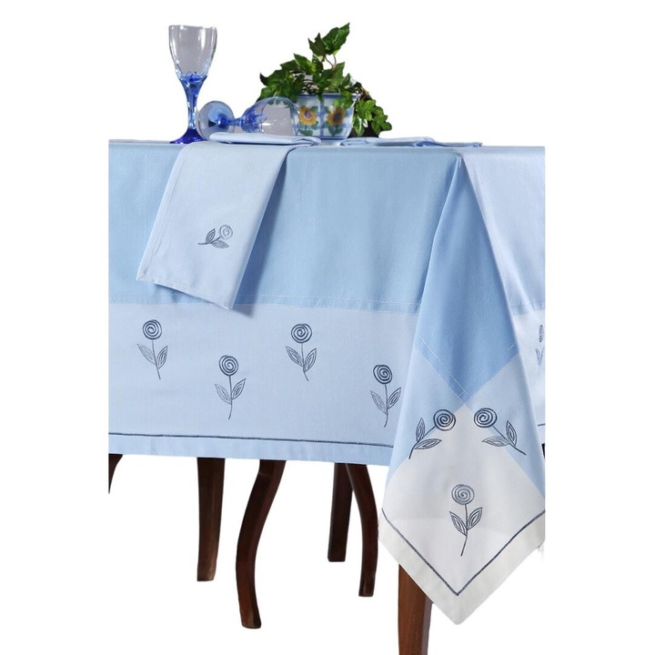 Fata de masa, Silk Fashion, Bumbac, 90x90 cm, Albastru