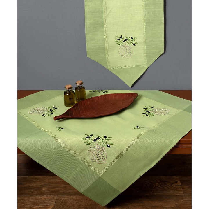 Fata de masa Silk Fashion, ovala, verde, 160x210cm