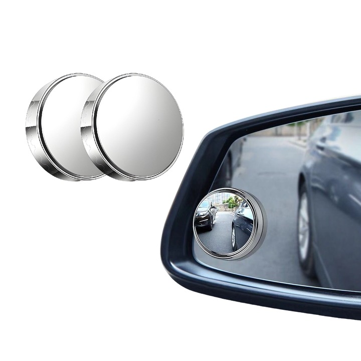Set 2 Oglinzi auto, Convexe, Reglaj 360 grade, Ventuza, 5cm