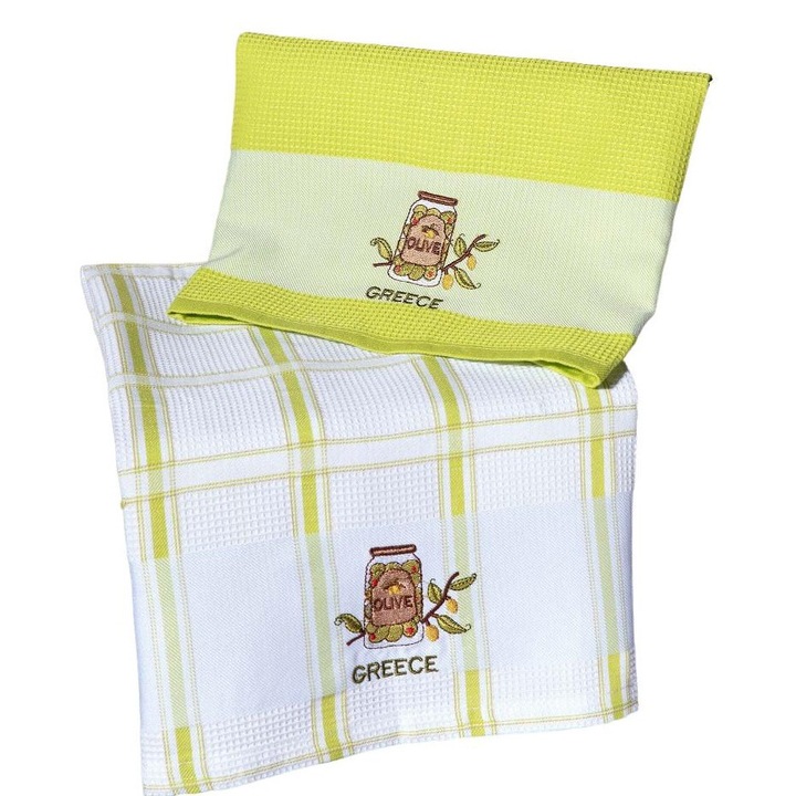 Set 2 prosoape de bucatarie 'Greece', Silk Fashion, Bumbac, 50 x 70 cm, Multicolor