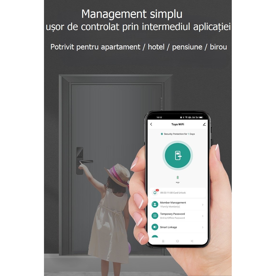 Yala Smart Door Lock Smart Model S05, Безжично приложение за Android и IOS,  Карта, Пръстов отпечатък, Парола, Ключ, за Дом, Апартамент, Пенсии, Хотел,  Черен - eMAG.bg