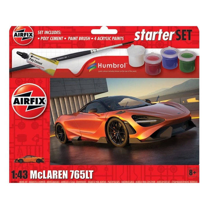 Autóépítő készlet A55006 McLaren 765LT 1:43, Airfix, 35 db, festékeket tartalmaz