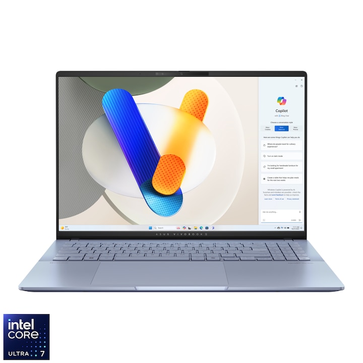 Asus VivoBook S S5606MA-MX008W 16" QHD OLED laptop, Intel® Core™ Ultra 7 155H, 16GB, 1TB SSD, Intel® Arc™ Graphics, Windows 11, Magyar billentyűzet, Kék