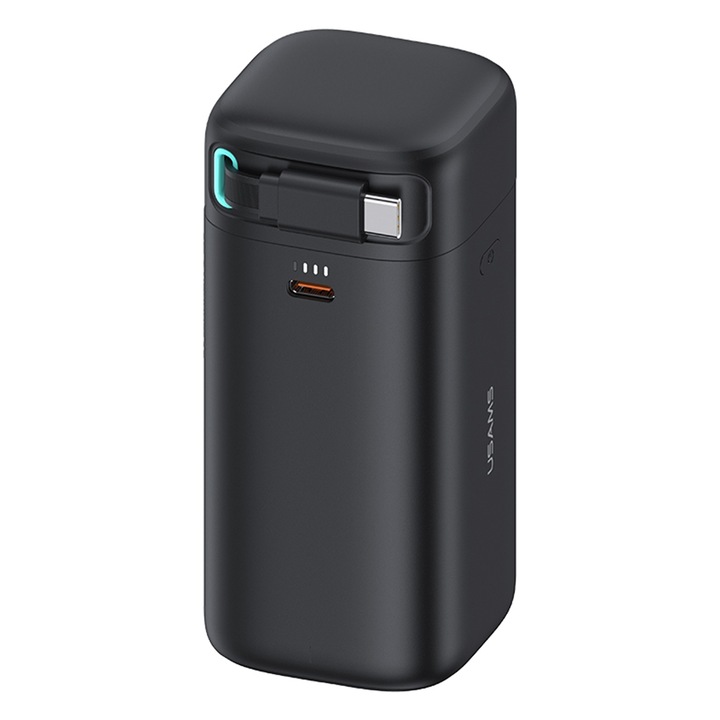 Baterie Externa Usams (US-CD216), 18000mAh USB-C PD45W cu Cablu Type-C, Black