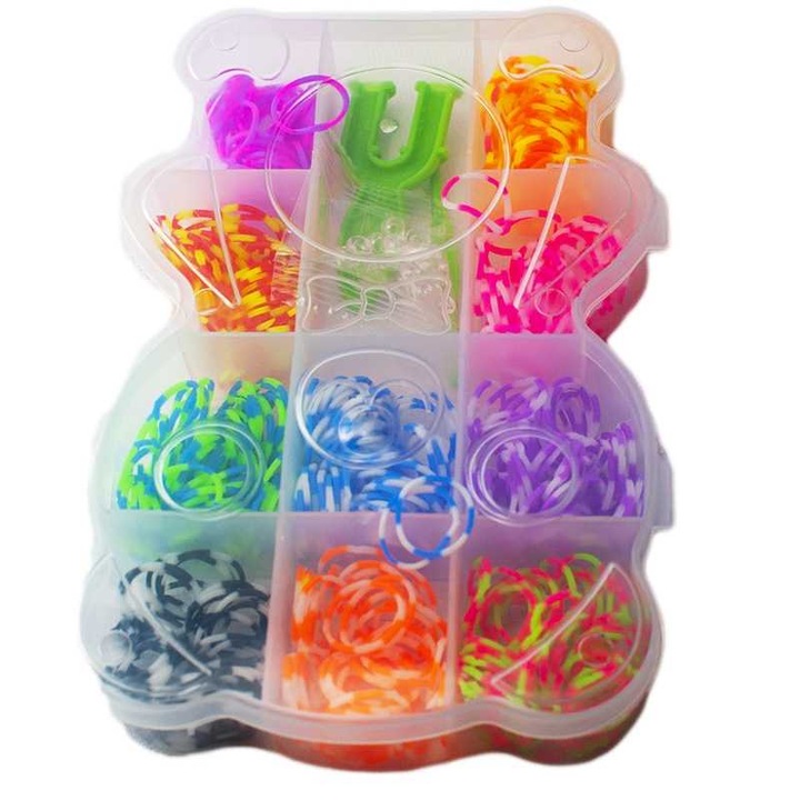 Module Elastice Colorate Set creativ elastice, 650 piese, ursulet, bratari colorate - eMAG.ro