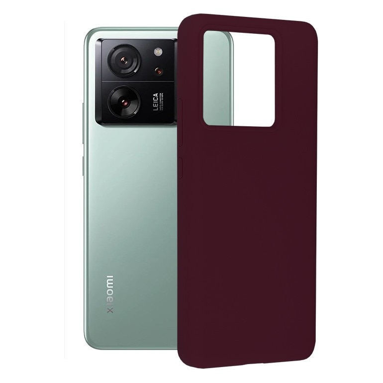 Husa Compatibila cu Xiaomi 13T / 13T Pro, Silicon Cover, Interior Microfibra, Protectie Camere, Visiniu, Atlas