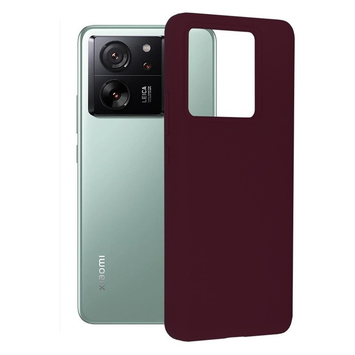 Tok, kompatibilis Xiaomi 13T / 13T Pro, szilikon borítás, mikroszálas belső, kameravédelem, Bordó, Atlas