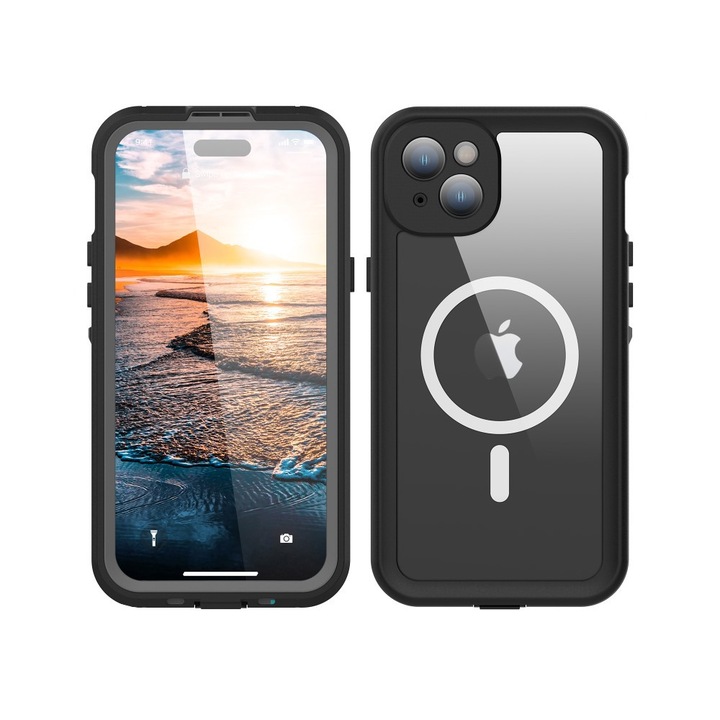 Кейс за iPhone 15 Plus ShellBox Waterproof IP68 MagSafe Case Черен