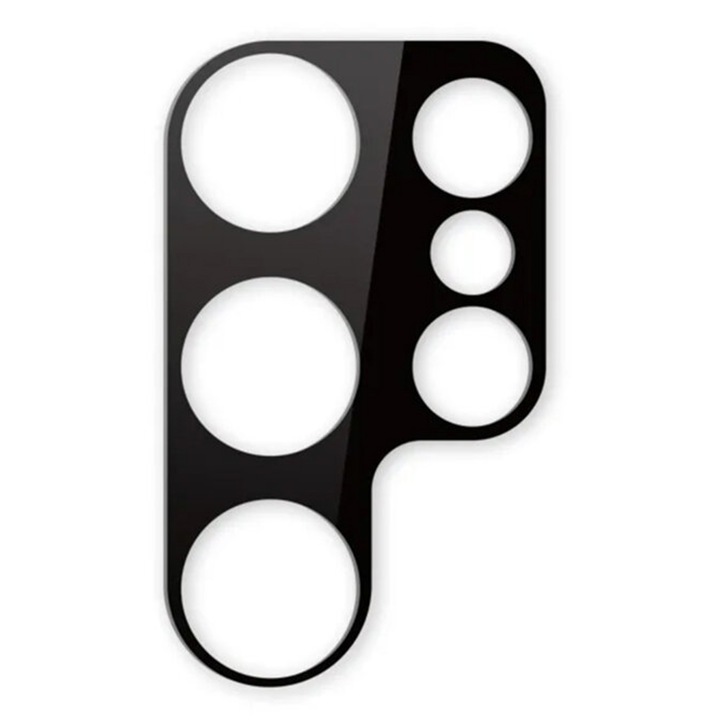 Kameralencsevédő fólia Samsung Galaxy S24 Ultra készülékhez, Optim Solution, Biztonságos üveg az objektívhez, Kameravédelem, Clear HD Ultra technológia, erősebb adszorpció, tokbarát, fekete