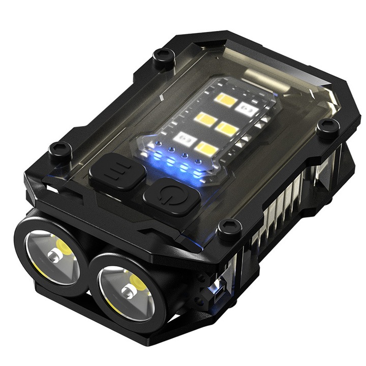 Мини LED джобно фенерче, BOMSTOM, 900 LM, 8 светлинни режима, COB странична светлина, USB-C зареждане, 750mAh батерия, IPX4, черен