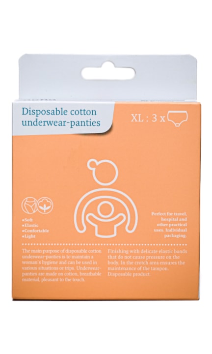 Комплект 3 еднократни памучни бикини, Бял