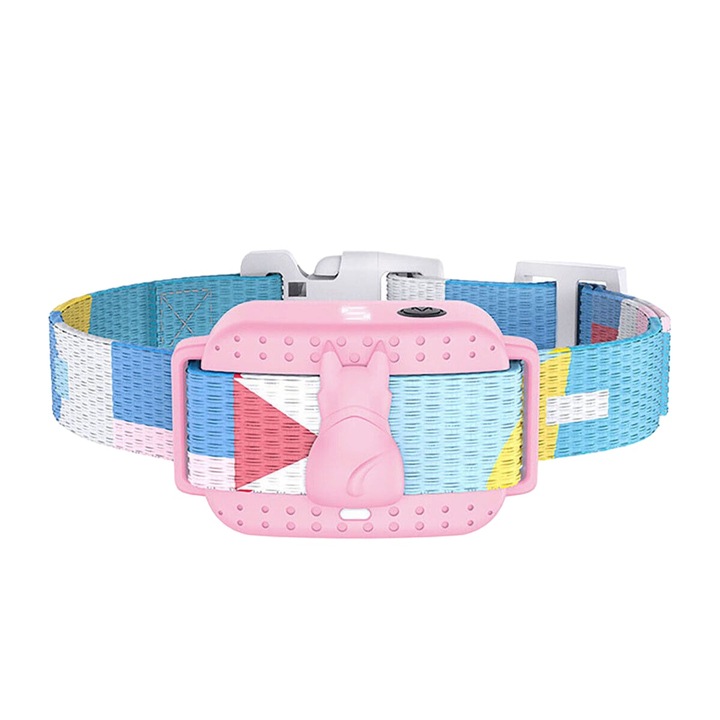 Автоматичен нашийник против лай, Акумулаторна, Звукова, 7 нива, Гумени електроди, Водо- и прахоустойчива, Розова