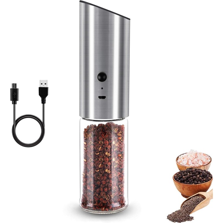 Rasnita electrica reincarcabila, argintiu, 22x4.8x4.8cm, capacitate mare, ajustabila