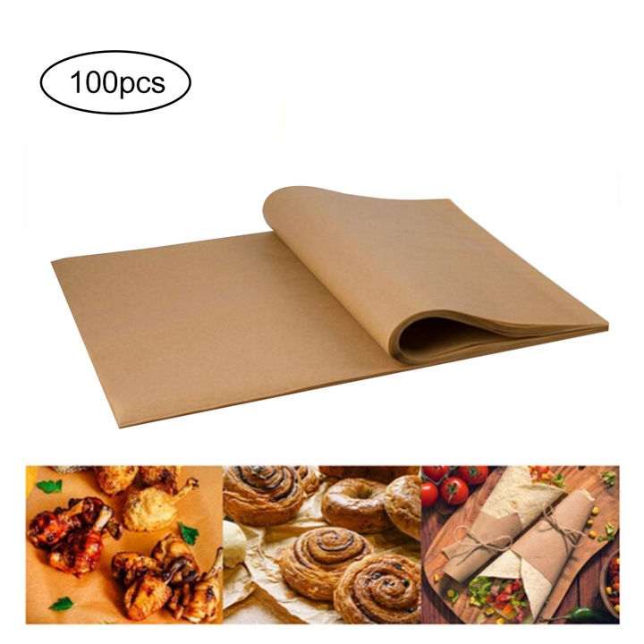 Set hartie de copt antiaderenta QttvbTna, natural, 30x40cm