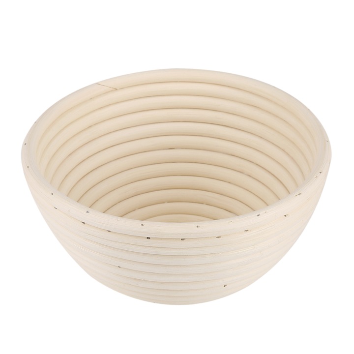 Cos de paine rotund QttvbTna, stil european, rattan, bej, 18x18x9cm