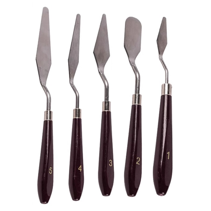Set 5 spatule pentru crema tort, QttvbTna, Inox, Argintiu