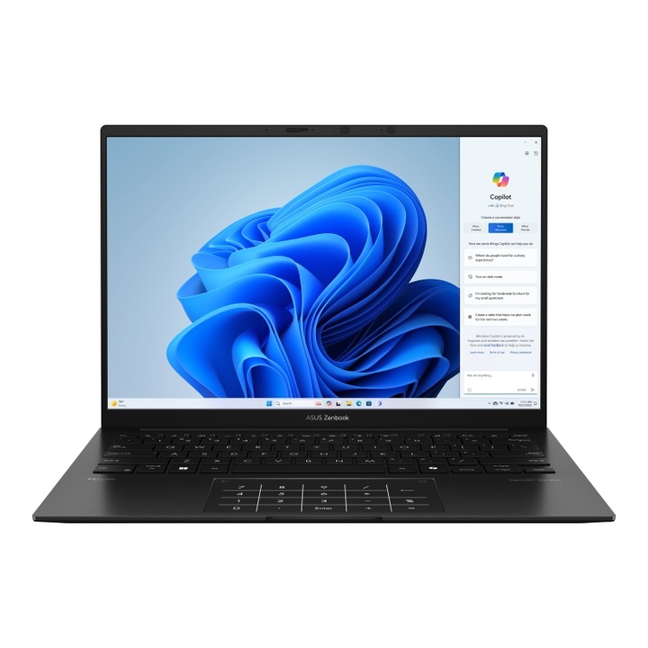 Laptop, Asus, Zenbook 14, OLED, UM3406HA-QD036W, 14", AMD Ryzen 7 8840HS 8 nuclee, AMD Radeon Graphics, 16 GB LPDDR5X, Negru