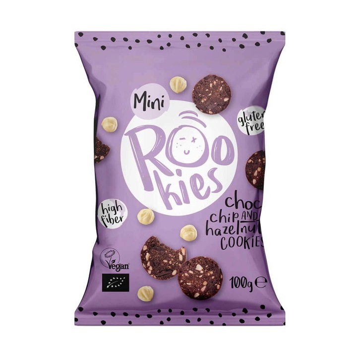 Mini Cookies cu Ciocolata si Alune Eco 100 grame Rookies