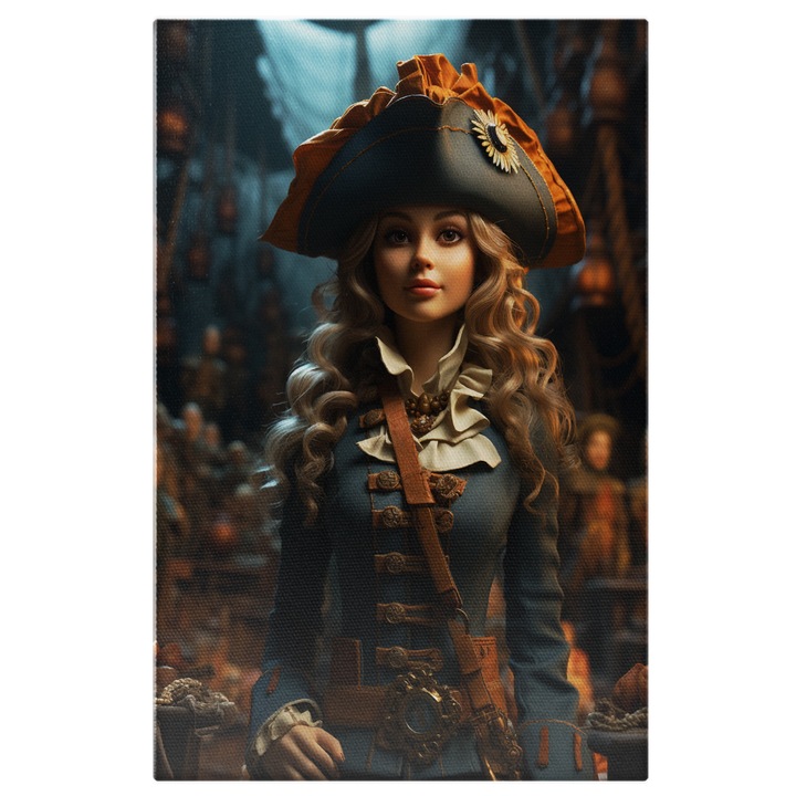 Tablou Canvas: Piratul invatacel Lucrari de arta, Oras, Cosplay, Costum, intuneric, Accesoriu de moda, Design vestimentar Pictura Digitala 60x40CM